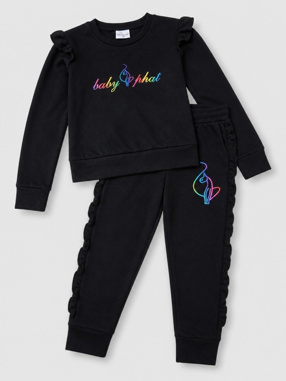 Baby Phat Black Outfit Set with Rainbow Logo SZ 6X New